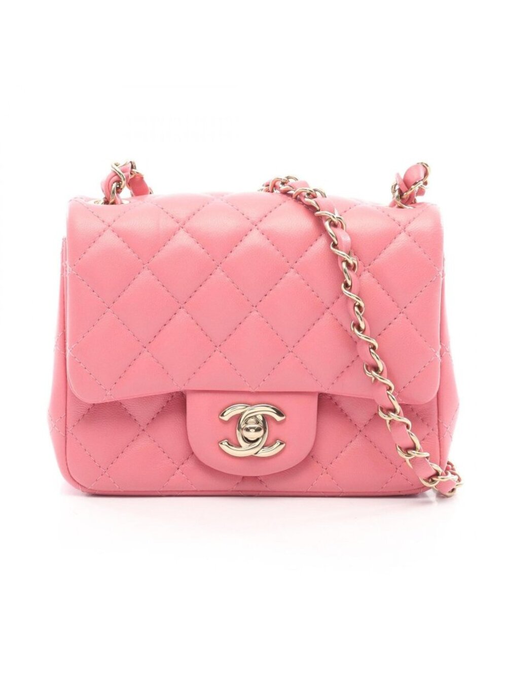 Chanel Shoulder Bag Mini Quilted Pink Lambskin Chain